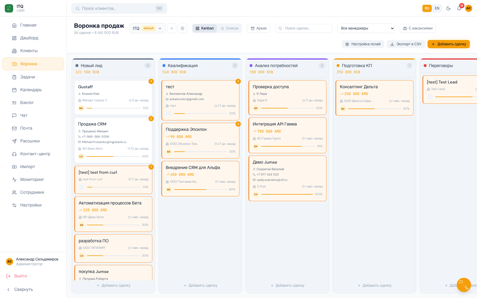CRM — воронка сделок