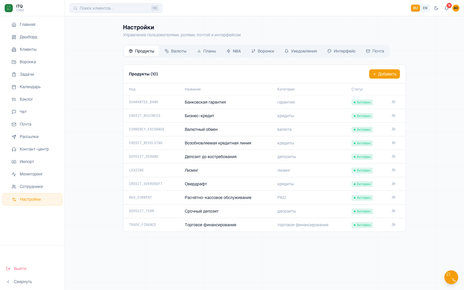 CRM — администрирование